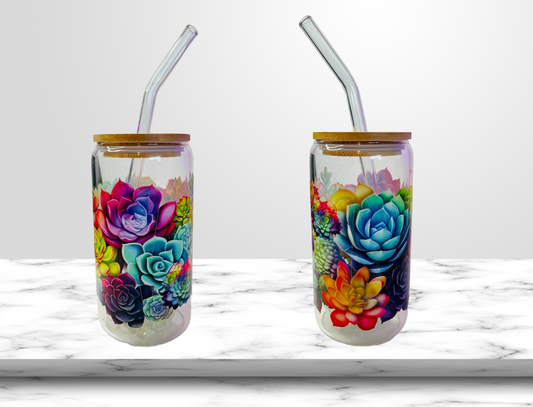 Rainbow Succulant Glass Cup