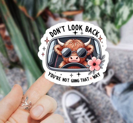 Don’t Look Back Cow Sticker