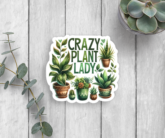 Crazy Plant Lady Vinyl Sticker