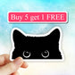 Black peeking cat Meme Sticker, funny Black cat decal, car: 3" (Standard)