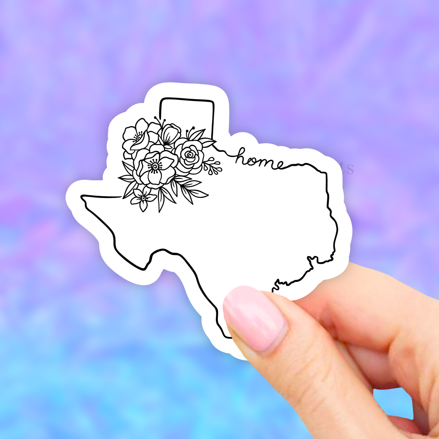 Texas Sticker, Floral Texas state stickers, car stickers: 3" (Standard)