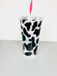 Cow Print  with Cute Cow Starbucks Cold Cup Tumbler ,  Cow Print Cup ,   Aesthetic Cup , Tumbler , Cow Starbucks